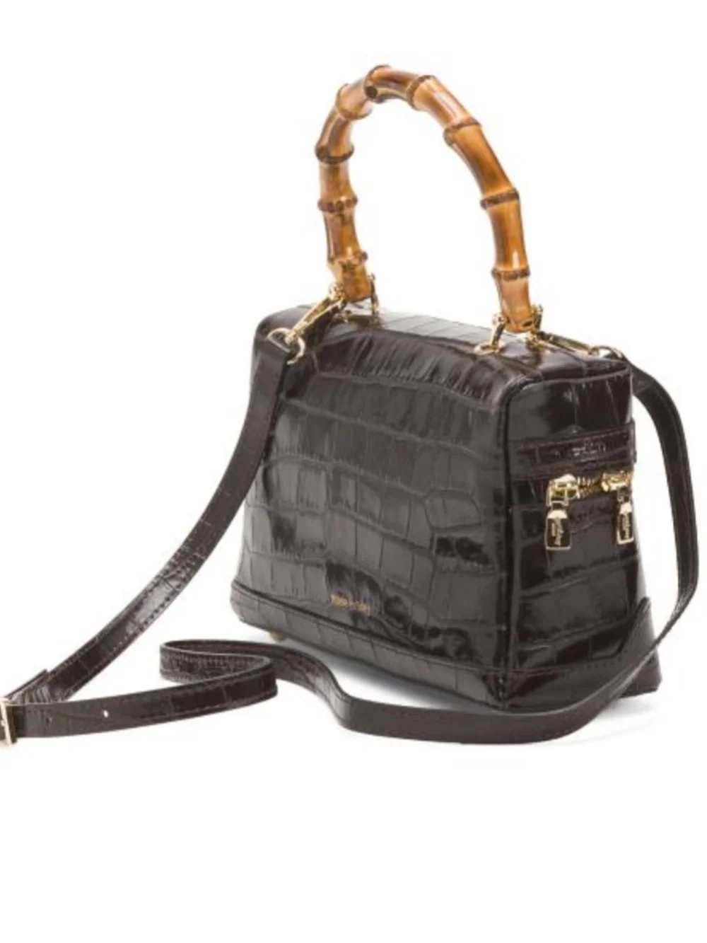 NWT PRATESI made in italy Chocolate Genuine leather crocodile vanity case Bag